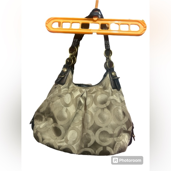 Coach Hobo Signature Carryall Purse Handbag Brown Large Zip C Logo F1082-15757 - Picture 2 of 12